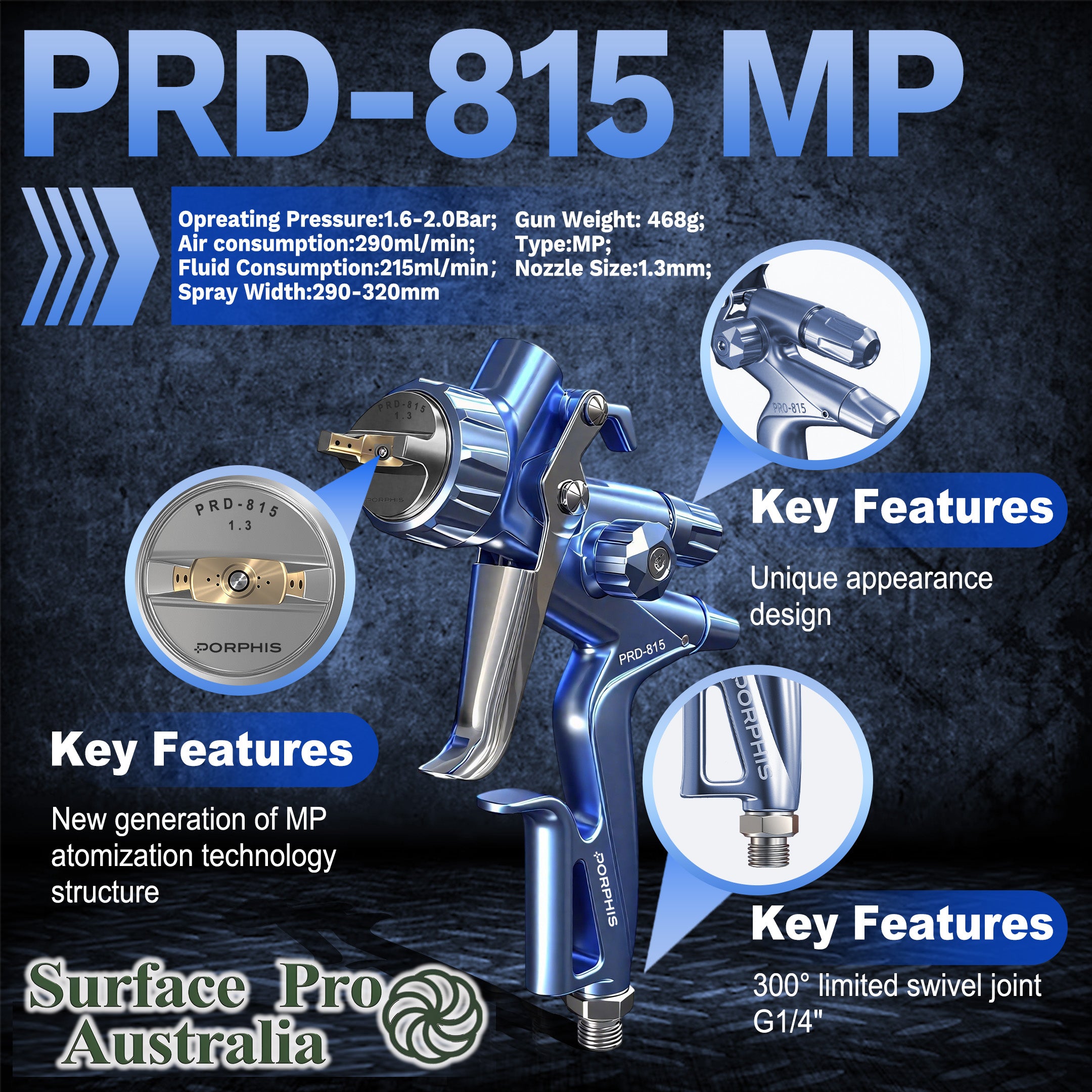 PORPHIS PRD-81 Series Spray Gun Premium Plastic Box Kit